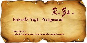 Raksányi Zsigmond névjegykártya